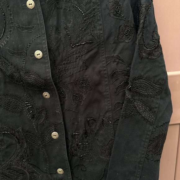 Laura Ashley Black Jean Jacket - Picture 11 of 12